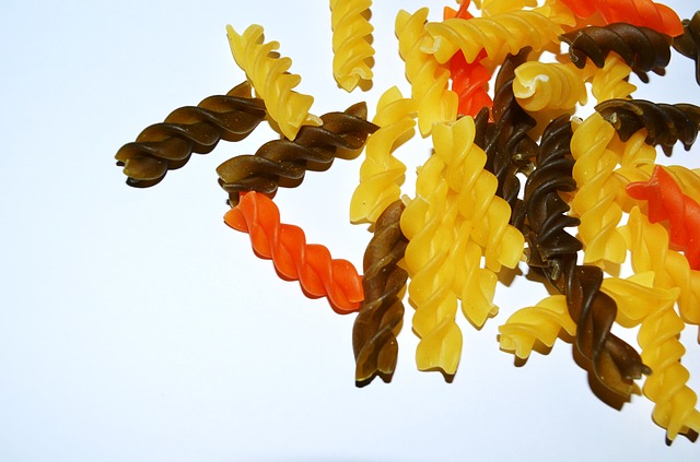 colourful curly pasta