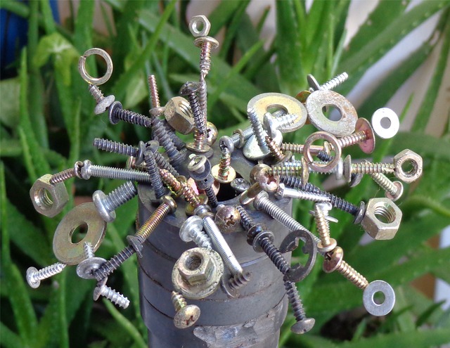 variety of bolts on a magnet
