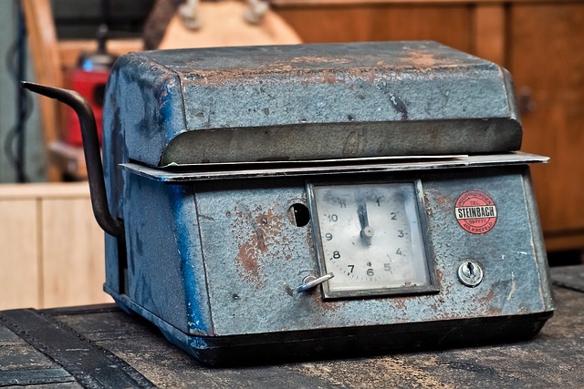 old rusted time stamp machine